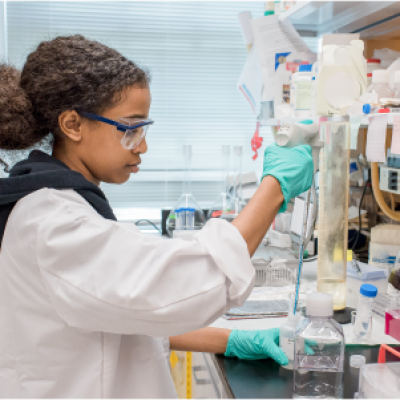 Student working in NEI lab