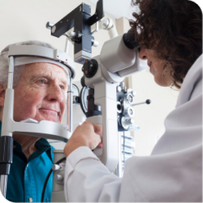 Patient getting an eye exam.