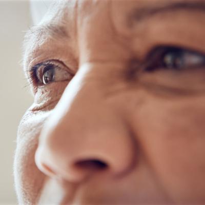 Closeup shot of a senior woman's face.