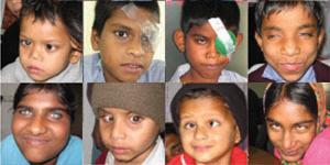 Eight children who are part of the Project Prakash program.