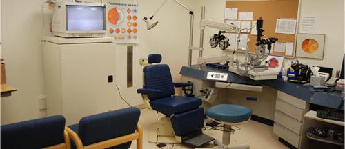 An exam room at the Eye Clinic