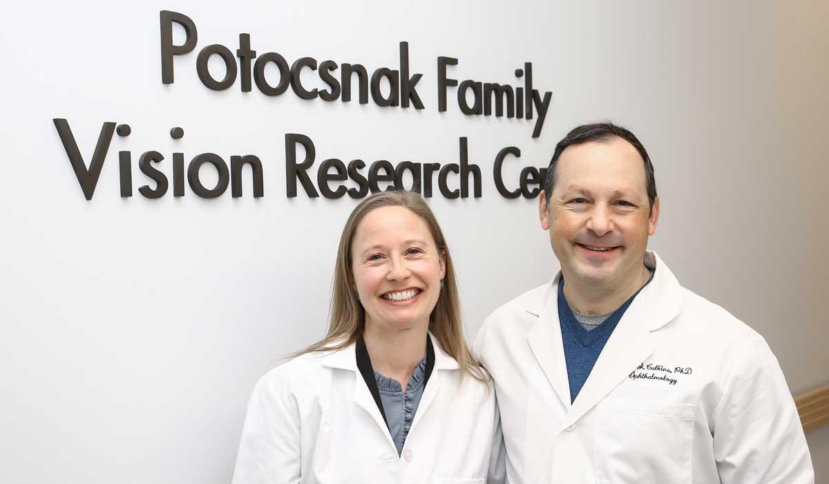 Tonia Rex and David Calkins at the Potocsnak Family Vision Research Center