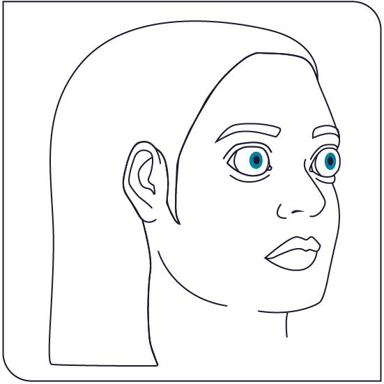  Illustration of person with bulging eyes.