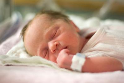 Small baby sleeping in hospital.