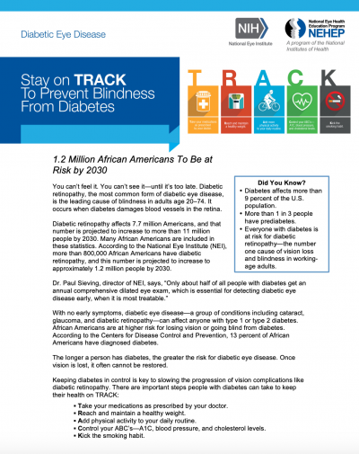 Stay on TRACK To Prevent Blindness From Diabetes (African Americans)