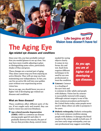 The Aging Eye: Age-related eye diseases and conditions