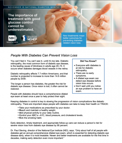 People With Diabetes Can Prevent Vision Loss