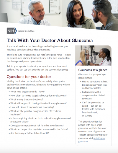 Screenshot of Talk With Your Doctor About Glaucoma material