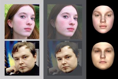 Images of faces next to computer-generated versions of that face