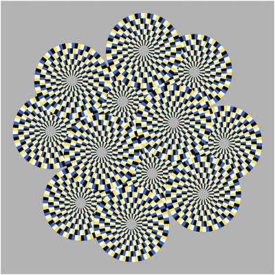 Optical illusion with circles that appear to rotate