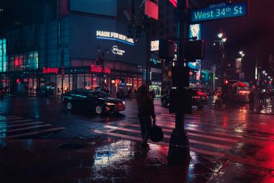 City scene at night. Credit: Luca Bravo on Unsplash