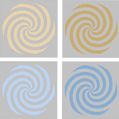 Grid of 4 colored spirals on gray background