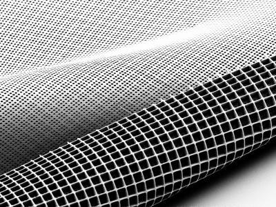 Roll of fabric-like material with open square pattern