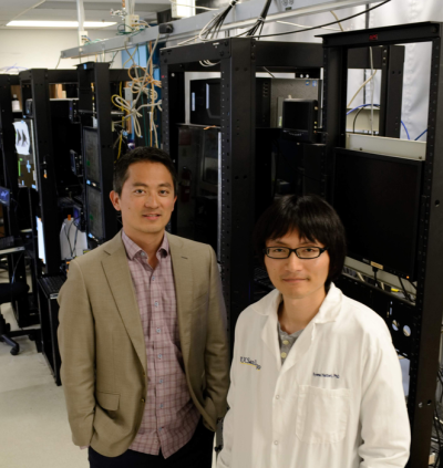Komiyama and Hattori in computer lab