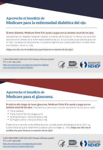 Tarjeta sobre el beneficio de Medicare: El Glaucoma y la Enfermedad Diabética del Ojo