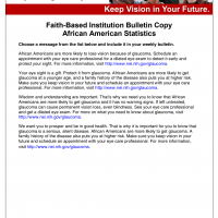 Faith-Based Institution Bulletin Copy for African Americans
