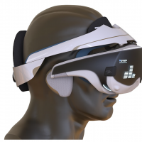 n-Goggle device covering eyes and nose on mannequin head
