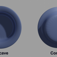 Two hat-shaped objects, one pointing towards the viewer (concave) and one away from the viewer (convex)
