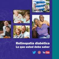 Una imagen pequeña muestra la primera página del documento del NEI en formato PDF titulado "La retinopatía diabética lo que usted debe saber".